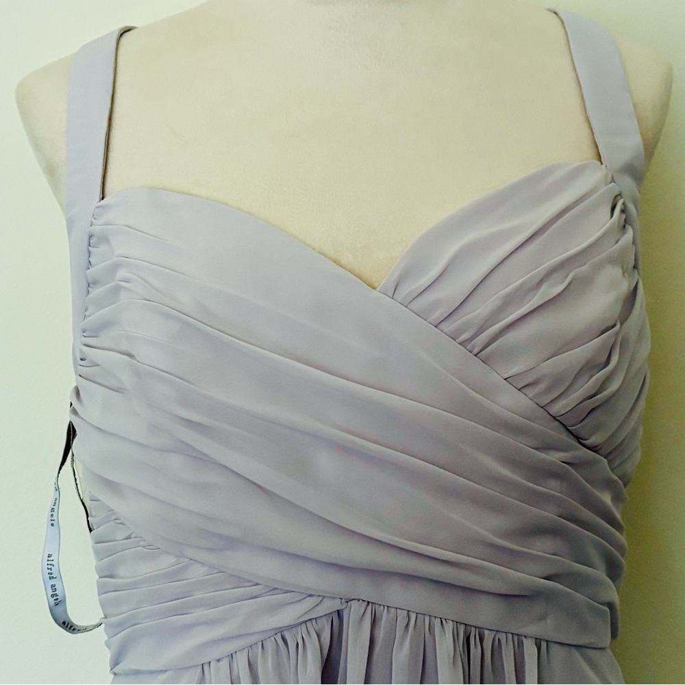 NWT Alfred Angelo Sz 14 Light Grey Sweetheart Halter Formal Bridesmaid Dress - Picture 4 of 13